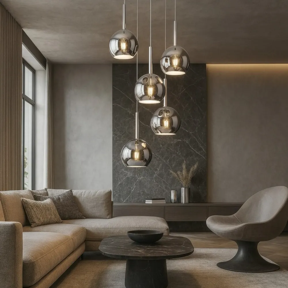 Lampadari Moderni-Top Light Lampadario moderno per salotto sfere vetro cromo