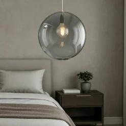 Lampadario Camera Da Letto-Top Light Lampadario toplight per camera da letto boccia di vetro fume