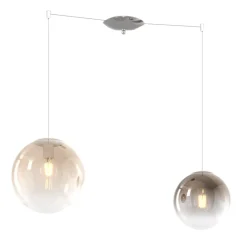 Lampadari Moderni-Top Light Lampadario toplight 2 sfere di vetro ambra bronzo per soggiorno