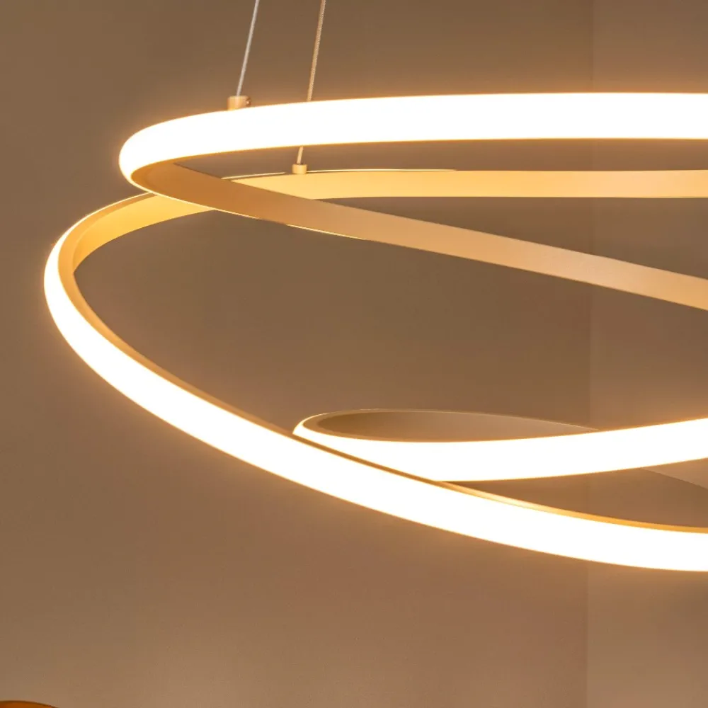 Lampadari Moderni-Selezionato da Mazzolaluce Lampadario tortora design moderno circolare led dimmerabile per soggiorno
