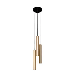 Lampadari Cucina-Selezionato da Mazzolaluce Lampadario tre cilindri grappolo oro per tavolo cucina