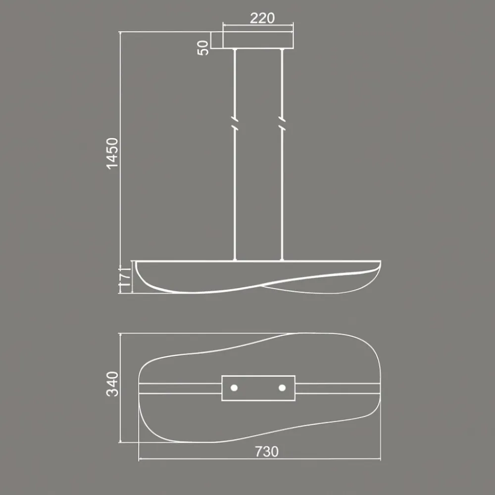 Lampadari Moderni-Selezionato da Mazzolaluce Lampadario vela moderna led 40w 3000k per tavolo da soggiorno