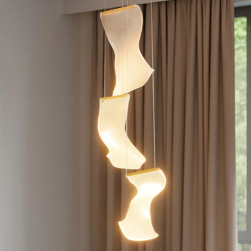 Lampadari Moderni-Selezionato da Mazzolaluce Lampadario 3 vele a sospensione oro trasparente per soggiorno moderno