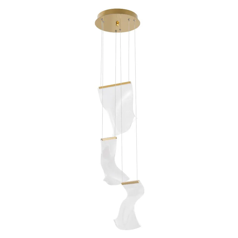 Lampadari Moderni-Selezionato da Mazzolaluce Lampadario 3 vele a sospensione oro trasparente per soggiorno moderno