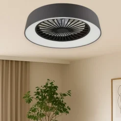 Ventilatori Da Soffitto-Selezionato da Mazzolaluce Lampadario ventilatore a plafoniera tessuto grigio moderno