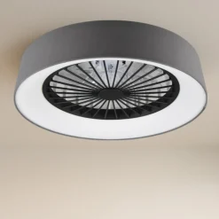 Ventilatori Da Soffitto-Selezionato da Mazzolaluce Lampadario ventilatore a plafoniera tessuto grigio moderno