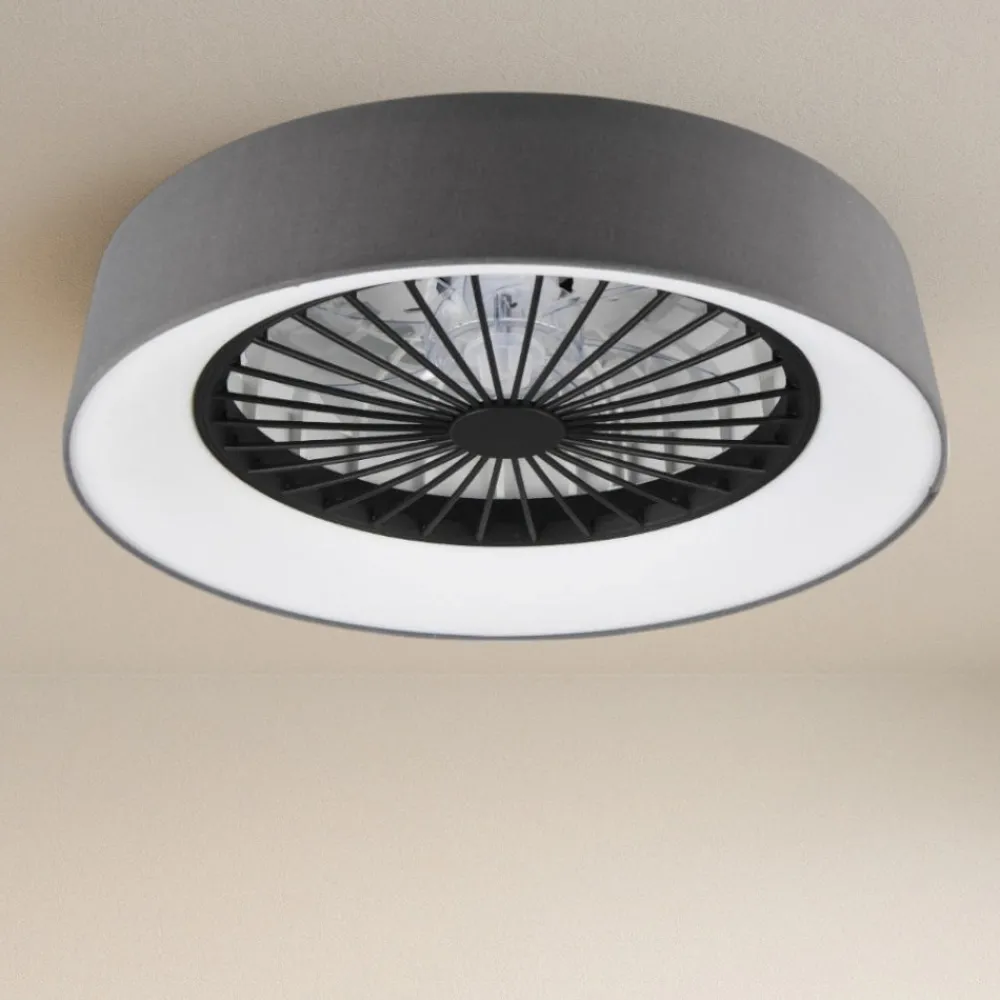 Ventilatori Da Soffitto-Selezionato da Mazzolaluce Lampadario ventilatore a plafoniera tessuto grigio moderno