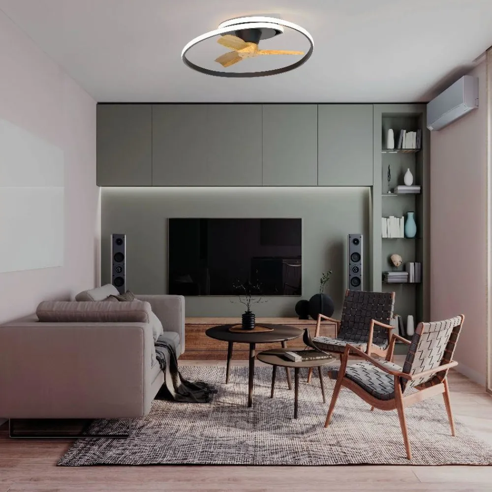 Ventilatori Da Soffitto-Selezionato da Mazzolaluce Lampadario ventilatore con pale nero moderno con luce silenzioso 20mq con telecomando
