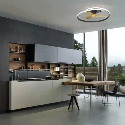 Ventilatori Da Soffitto-Selezionato da Mazzolaluce Lampadario ventilatore con pale nero moderno con luce silenzioso 20mq con telecomando