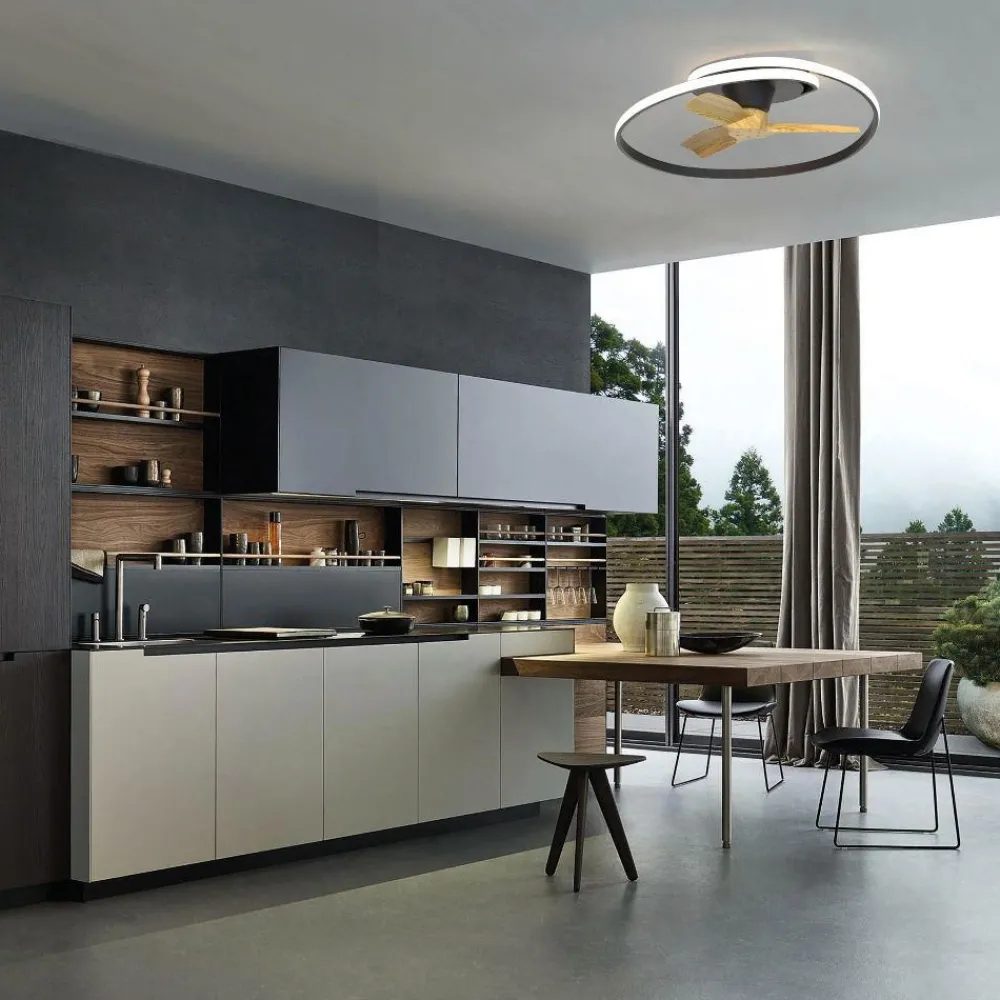Ventilatori Da Soffitto-Selezionato da Mazzolaluce Lampadario ventilatore con pale nero moderno con luce silenzioso 20mq con telecomando