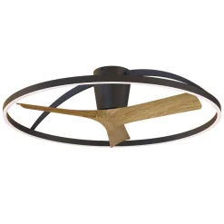 Ventilatori Da Soffitto-Selezionato da Mazzolaluce Lampadario ventilatore con pale moderno nero legno luce led cct max 13mq
