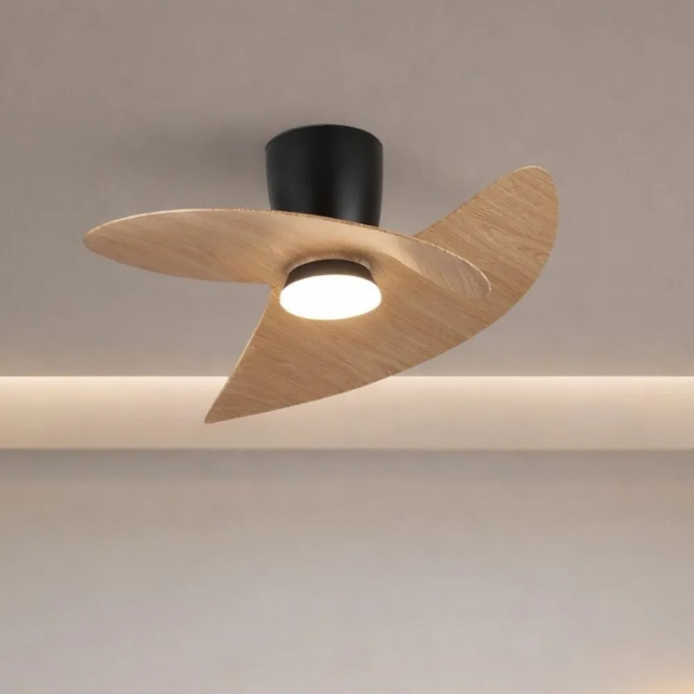 Ventilatori Da Soffitto-Selezionato da Mazzolaluce Lampadario ventilatore con pale luce led cct nero e legno stanza 13mq con telecomando