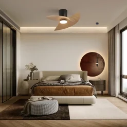 Ventilatori Da Soffitto-Selezionato da Mazzolaluce Lampadario ventilatore con pale luce led cct nero e legno stanza 13mq con telecomando