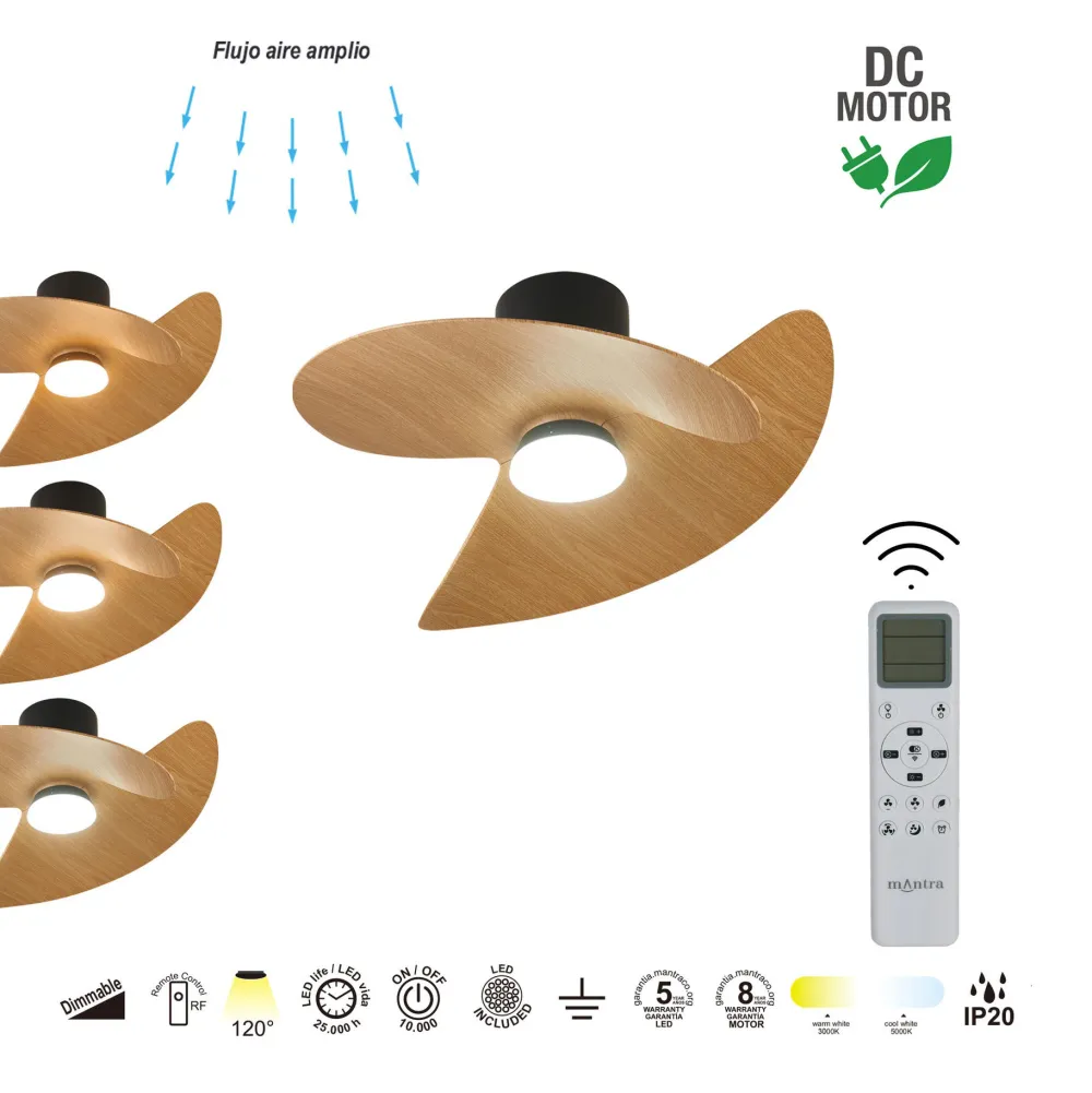 Ventilatori Da Soffitto-Selezionato da Mazzolaluce Lampadario ventilatore con pale luce led cct nero e legno stanza 13mq con telecomando