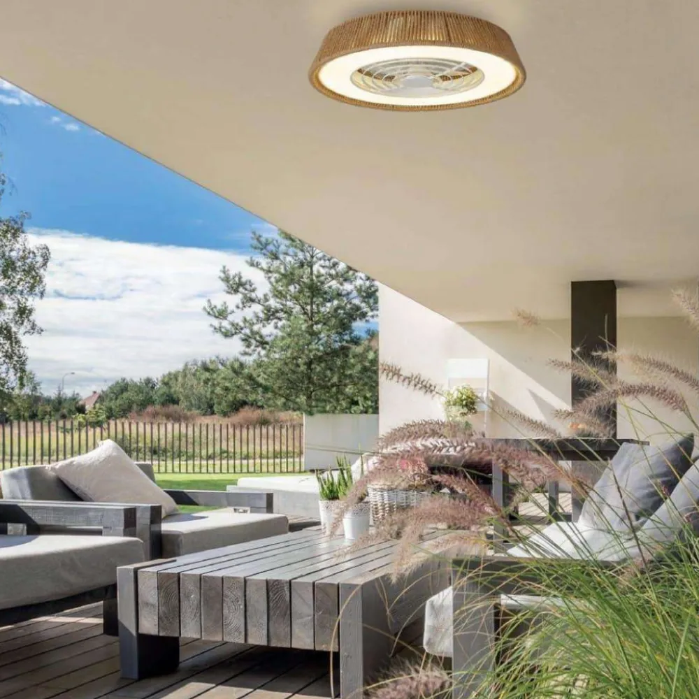 Ventilatori Da Soffitto-Selezionato da Mazzolaluce Lampadario ventilatore con pale per esterno ip44 lec cct con telecomando motore dc