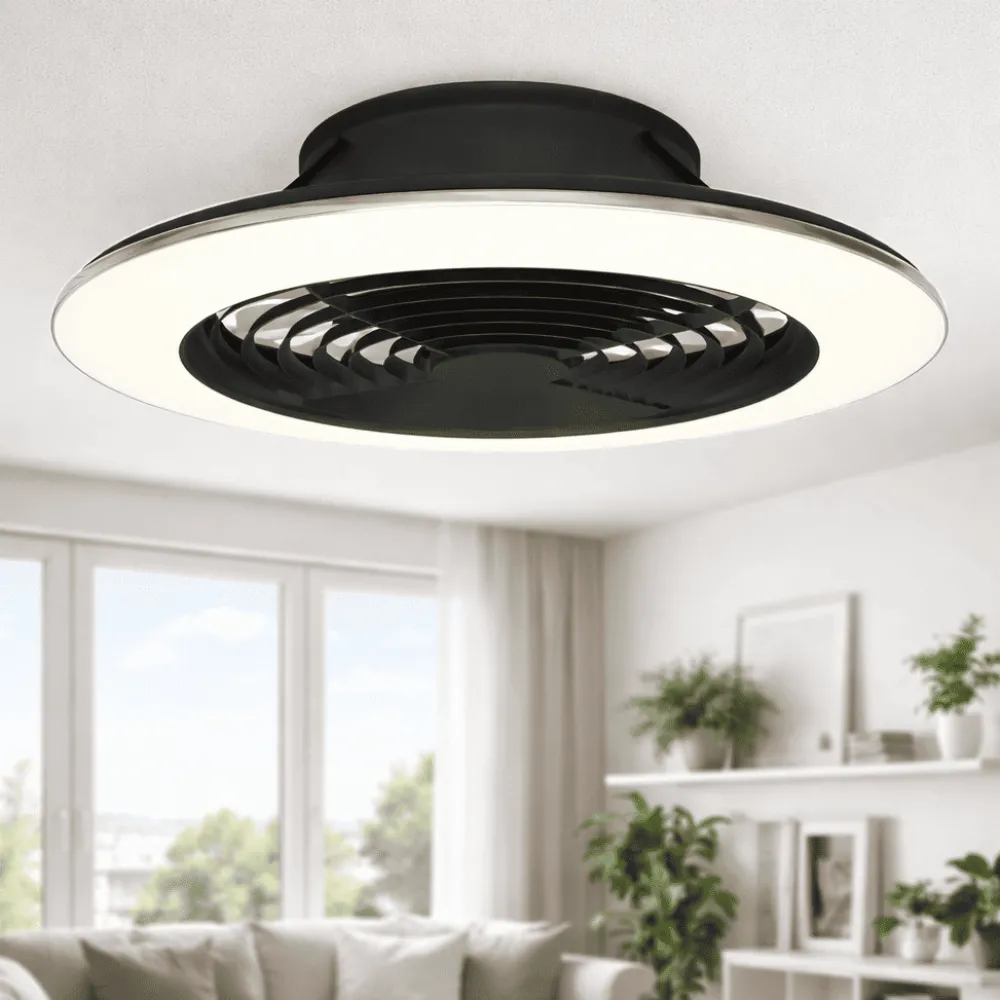 Ventilatori Da Soffitto-Selezionato da Mazzolaluce Lampadario ventilatore con pale nero led cct dimmerabile app e telecomando