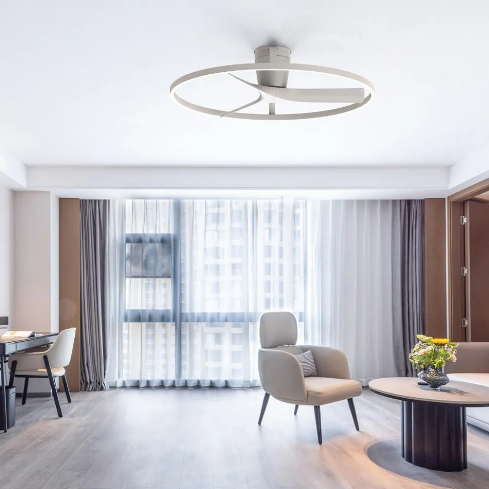 Ventilatori Da Soffitto-Selezionato da Mazzolaluce Lampadario ventilatore design bianco luce led cct con telecomando