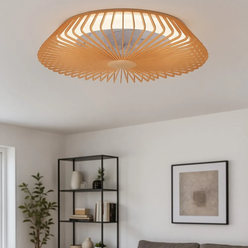 Ventilatori Da Soffitto-Selezionato da Mazzolaluce Lampadario ventilatore in legno con luce 18mq con telecomando