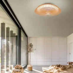 Ventilatori Da Soffitto-Selezionato da Mazzolaluce Lampadario ventilatore in legno con luce 18mq con telecomando