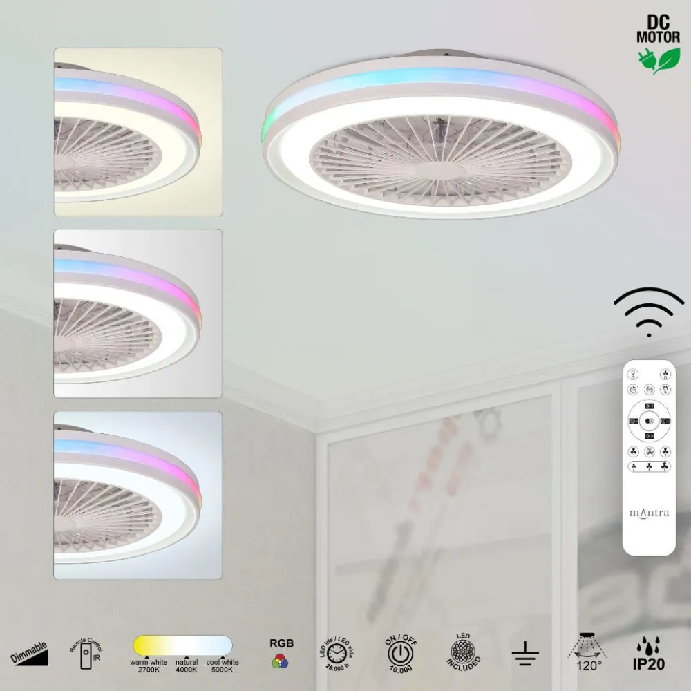 Ventilatori Da Soffitto-Selezionato da Mazzolaluce Lampadario ventilatore moderno bianco per cameretta led cct rgb 13mq
