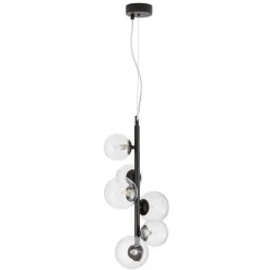 Lampadari Moderni-Selezionato da Mazzolaluce Lampadario verticale moderno nero sfere vetro per soggiorno