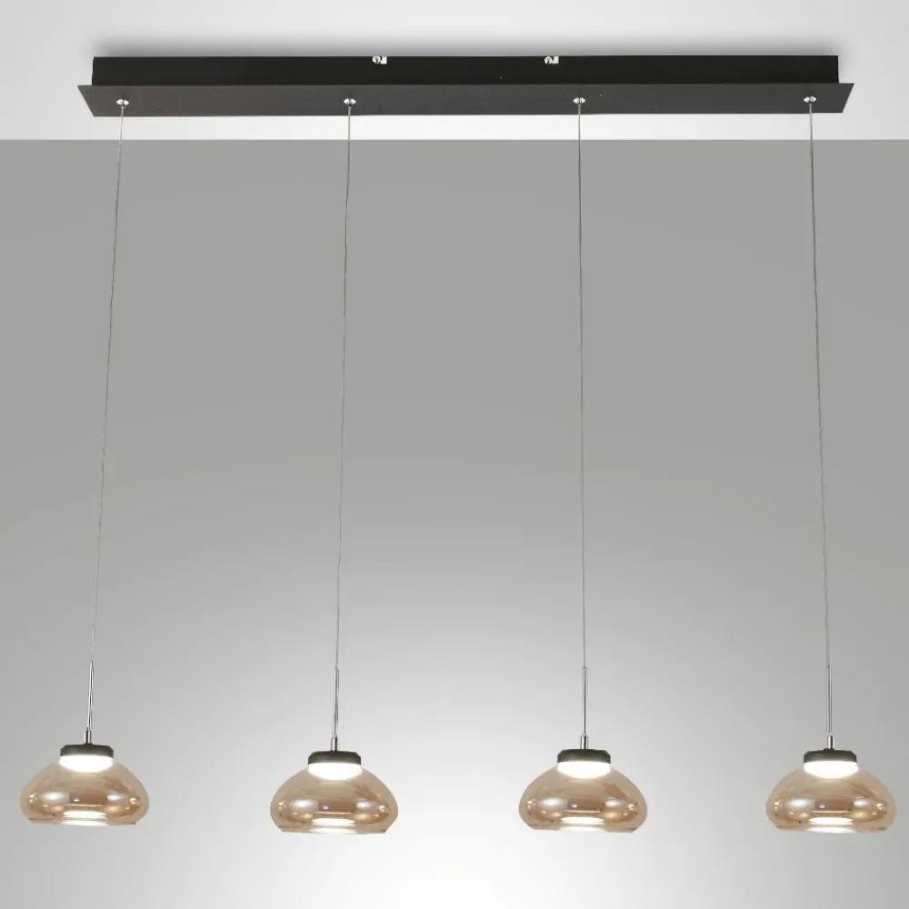 Lampadari Moderni-Fabas Luce Lampadario vetri ambra pendenti per soggiorno moderno arabella