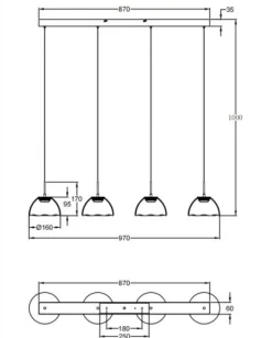 Lampadari Moderni-Fabas Luce Lampadario 4 vetri cognac per tavolo sala da pranzo lucille
