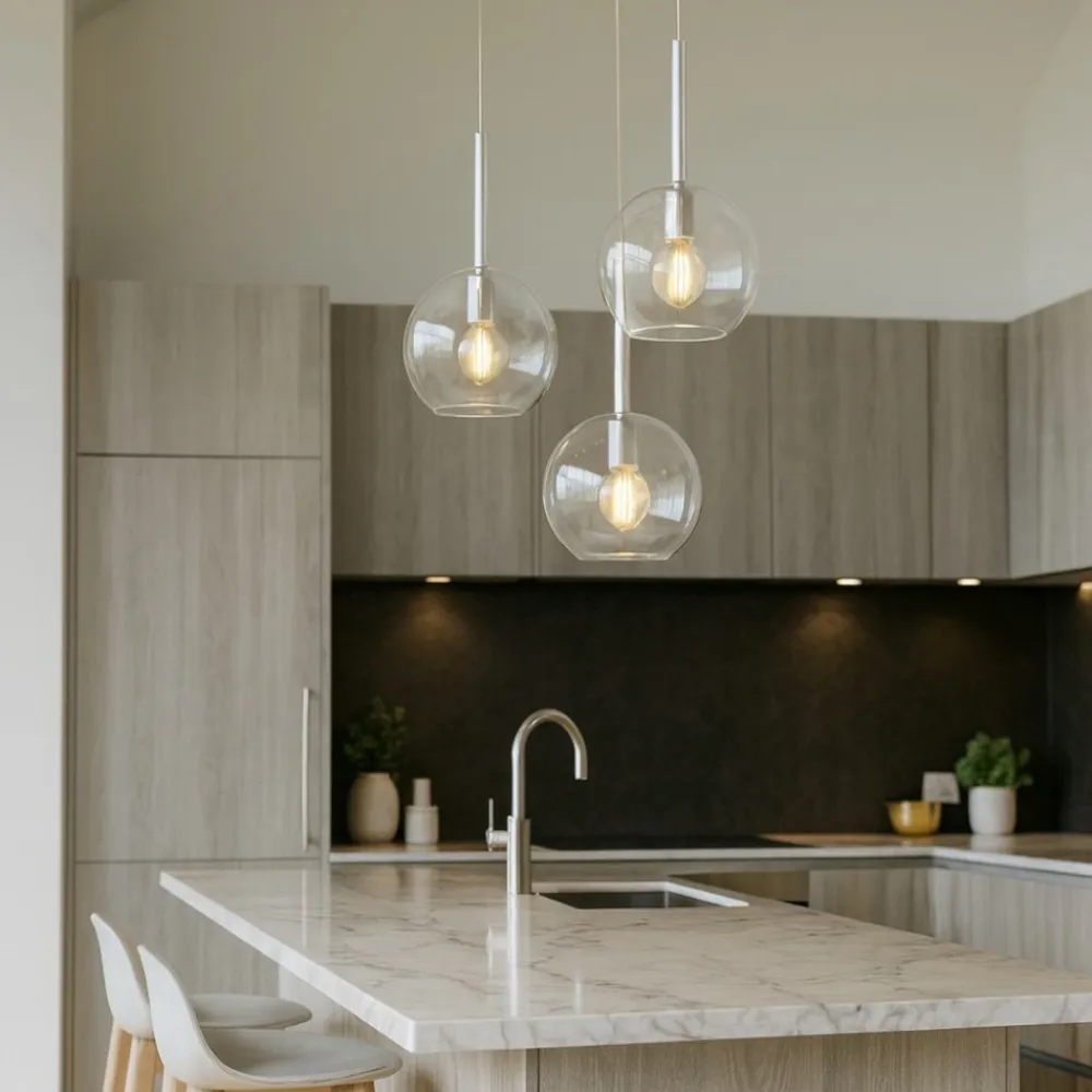 Lampadari Cucina-Top Light Lampadario vetri trasparenti per cucina