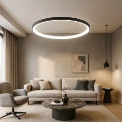 Lampadari Moderni-Vivida International Lampadario vivida lifering-r nero led 80w 3000k 4000k moderno rotondo