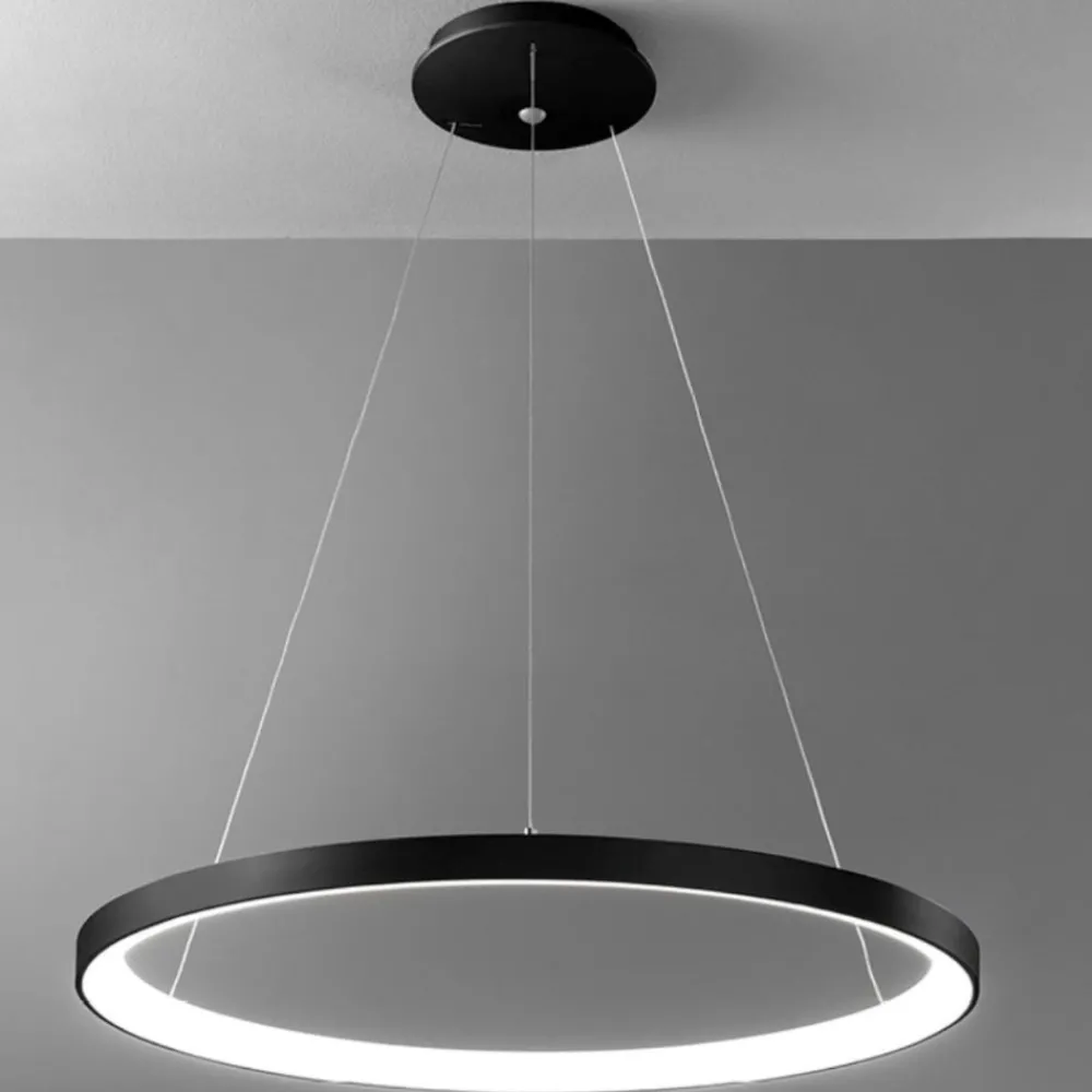 Lampadari Moderni-Vivida International Lampadario vivida lifering-r nero led 80w 3000k 4000k moderno rotondo