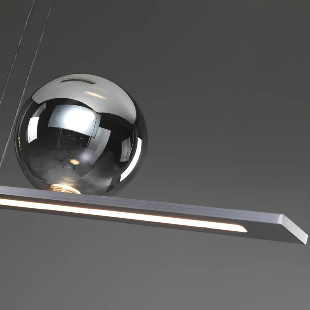 Lampadari Cucina-Vivida International Lampadario vivida moonlight titanio sfere argento led 36w 3000k da tavolo cucina