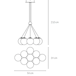Lampadari Moderni-Vivida International Lampadario vivida pearl bronzo 9 sfere vetro bianco