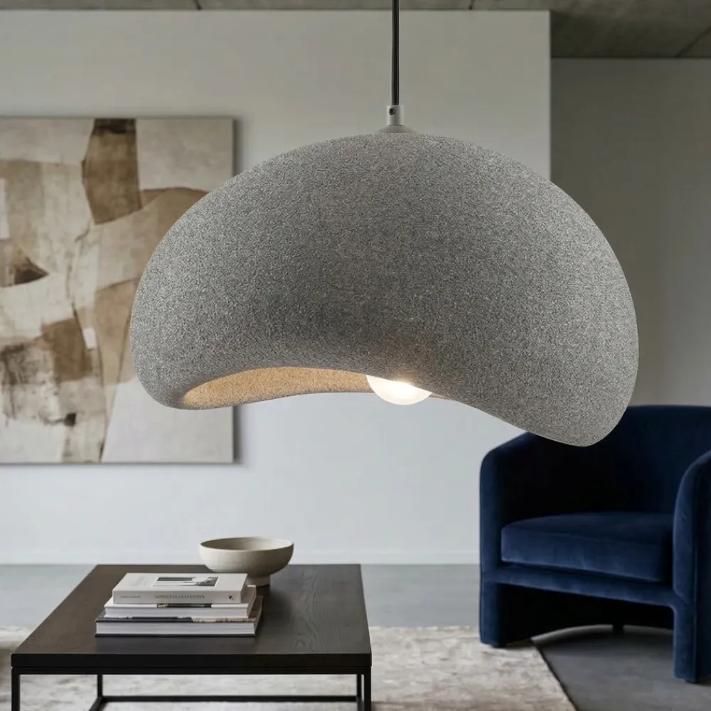 Lampadari Moderni-Selezionato da Mazzolaluce Lampadario wabi sabi antracite 40cm cupola design japandi