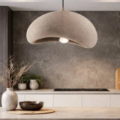 Lampadari Cucina-Selezionato da Mazzolaluce Lampadario wabi sabi marrone 40cm design japandi per cucina