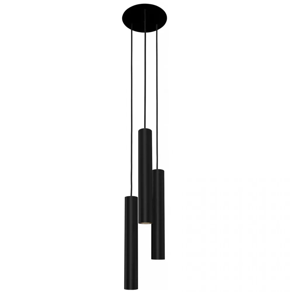 Lampadari Cucina-Selezionato da Mazzolaluce Lampadari tre cilindri a cascata metallo nero per cucina
