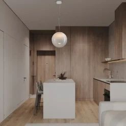 Lampade A Sospensione-Selezionato da Mazzolaluce Lampada sfera a sospensione 30 cm boccia di vetro sfumato bianco led 9w 3000k dimmerabile