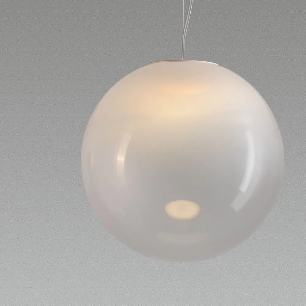 Lampade A Sospensione-Selezionato da Mazzolaluce Lampada sfera a sospensione 30 cm boccia di vetro sfumato bianco led 9w 3000k dimmerabile