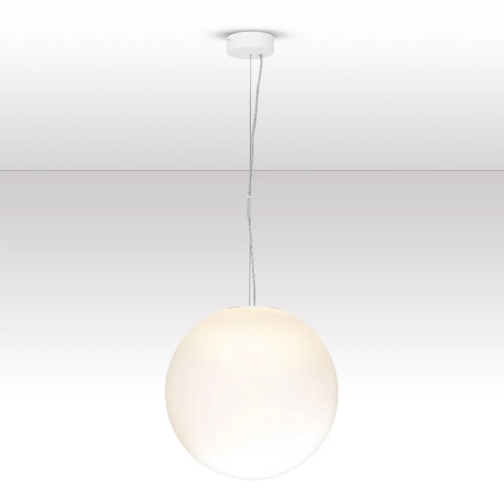 Lampade A Sospensione-Selezionato da Mazzolaluce Lampada sfera a sospensione 30 cm boccia di vetro sfumato bianco led 9w 3000k dimmerabile