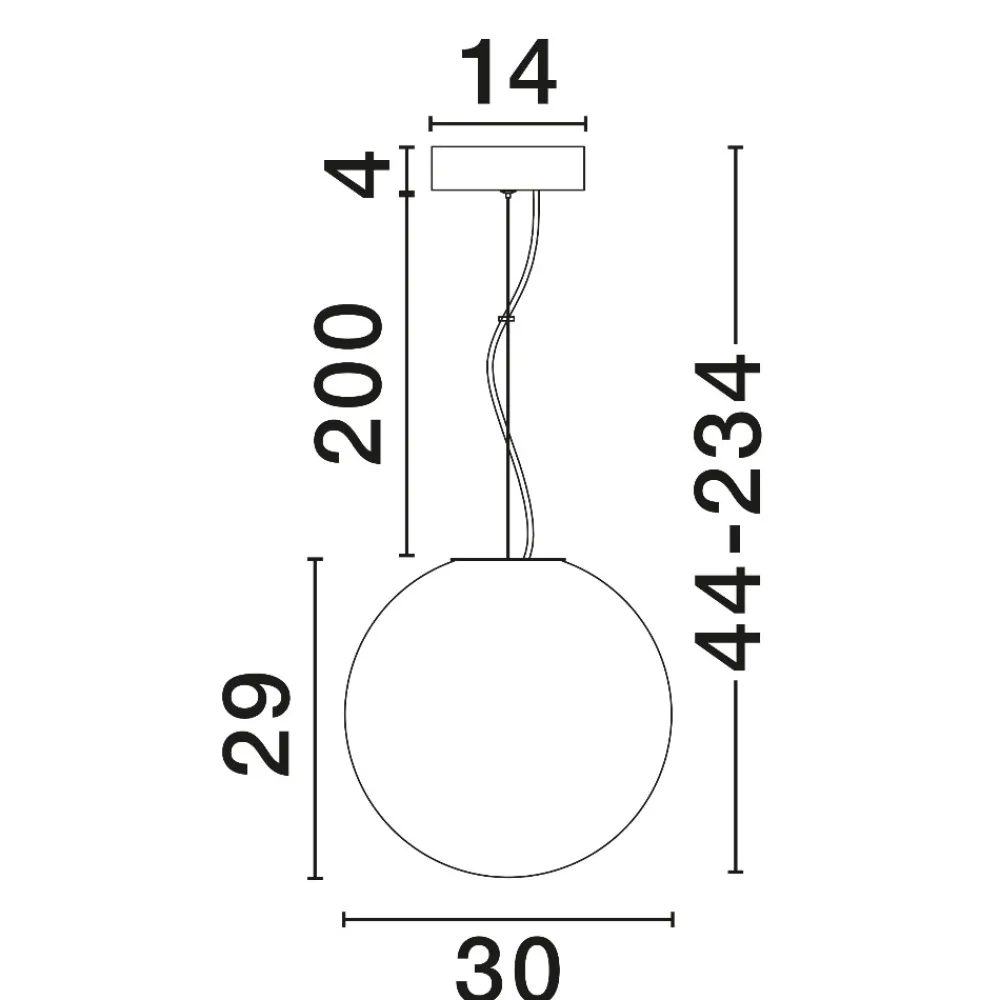 Lampade A Sospensione-Selezionato da Mazzolaluce Lampada sfera a sospensione 30 cm boccia di vetro sfumato bianco led 9w 3000k dimmerabile