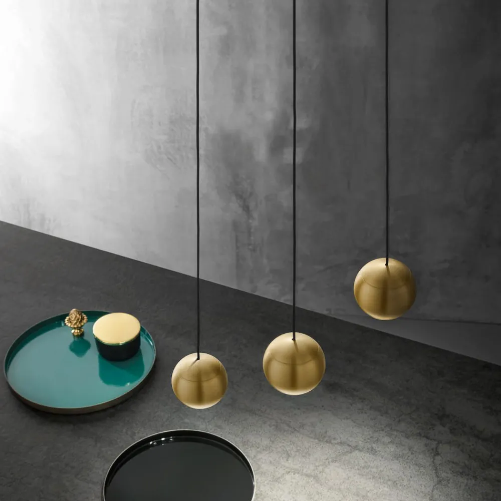 Lampade A Sospensione-Gea Luce Lampada sfera a sospensione oro satinato da incasso led 3000k guya