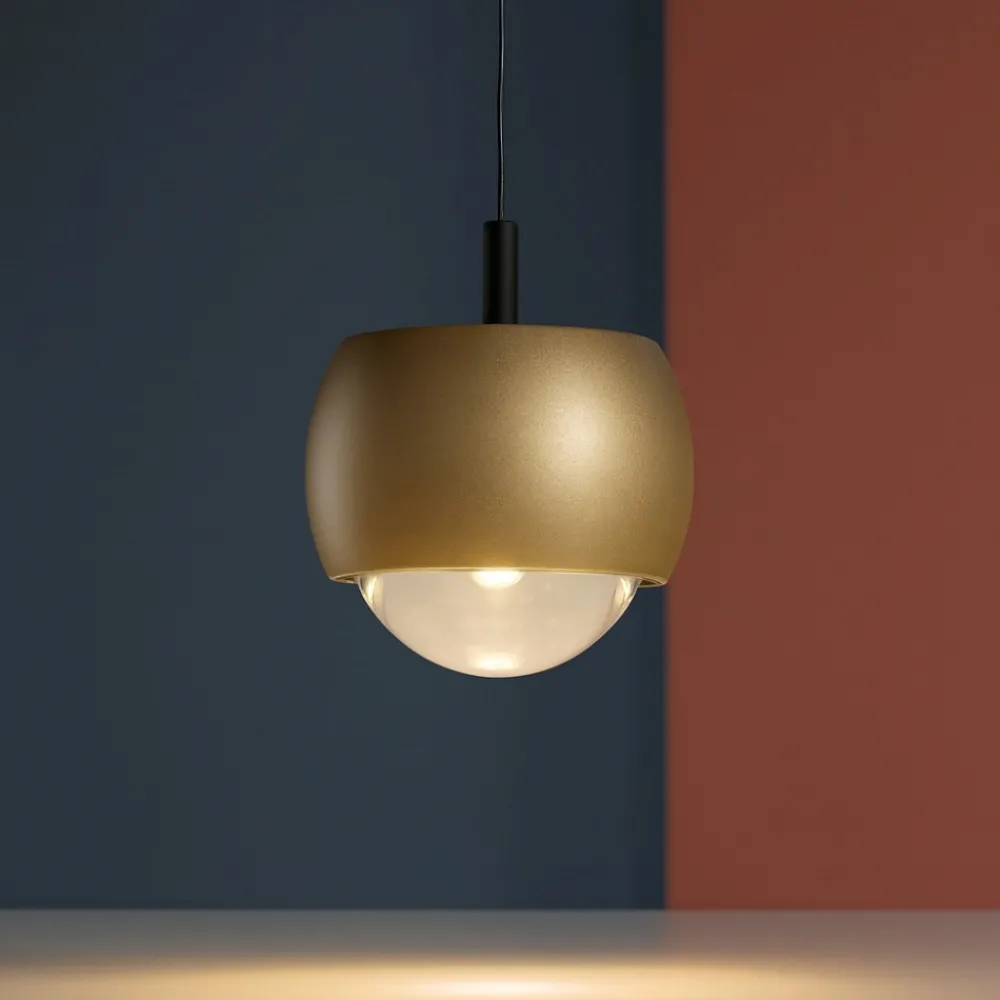 Lampade A Sospensione-Selezionato da Mazzolaluce Lampada sfera oro design moderna a sospensione led 12w 3000k