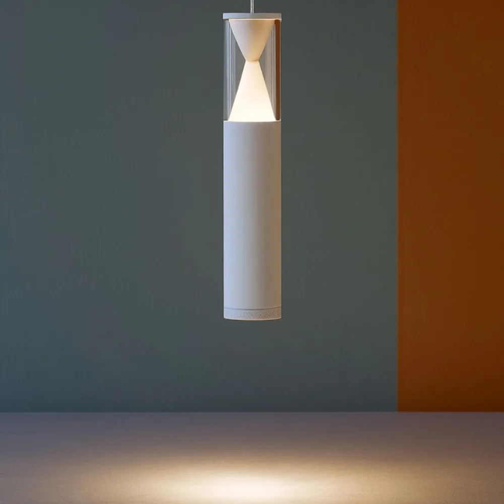 Lampade A Sospensione-Selezionato da Mazzolaluce Lampada sospensione bianca pendente cilindro design per penisola cucina