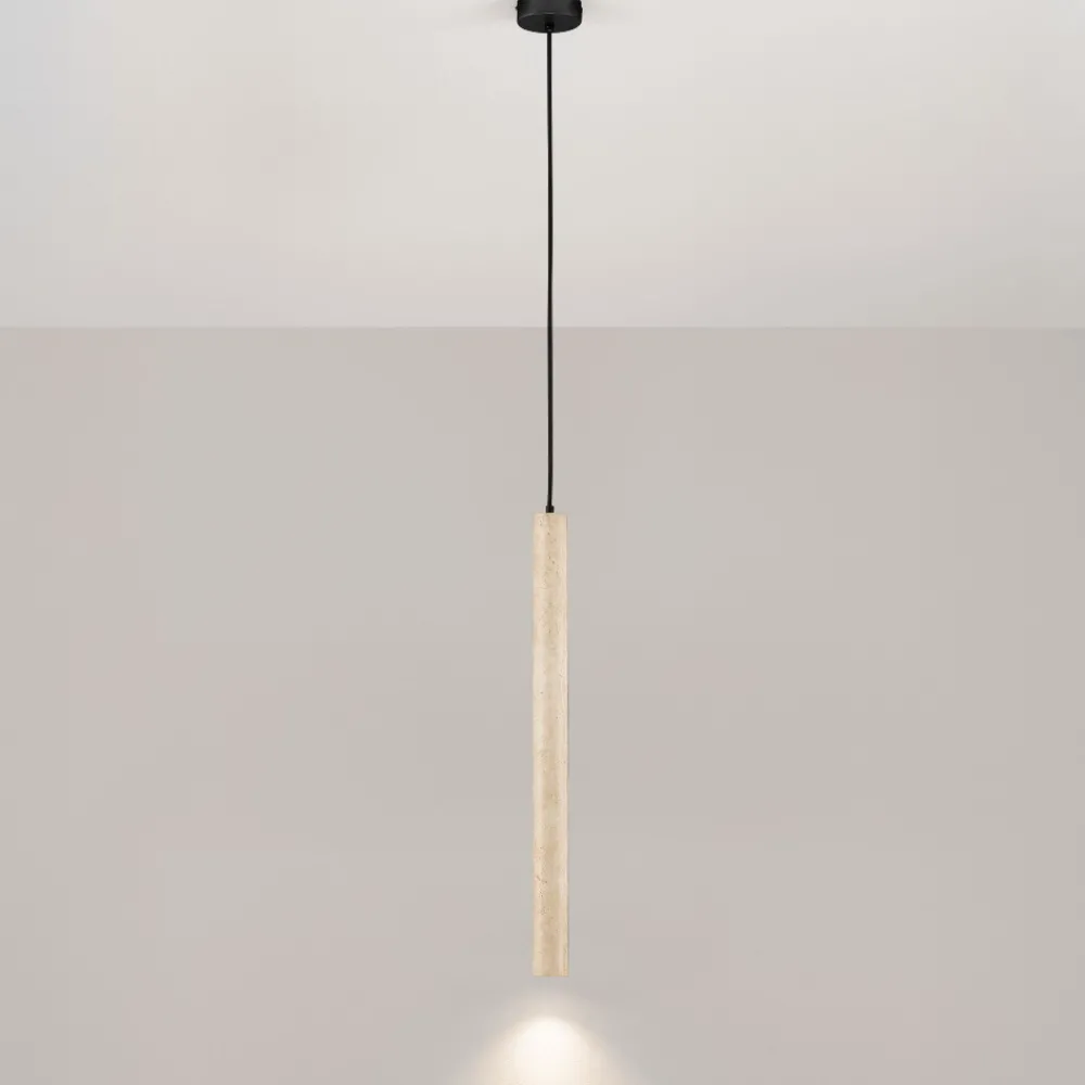 Lampade A Sospensione-Selezionato da Mazzolaluce Lampada sospensione cilindro travertino led 3w 3000k