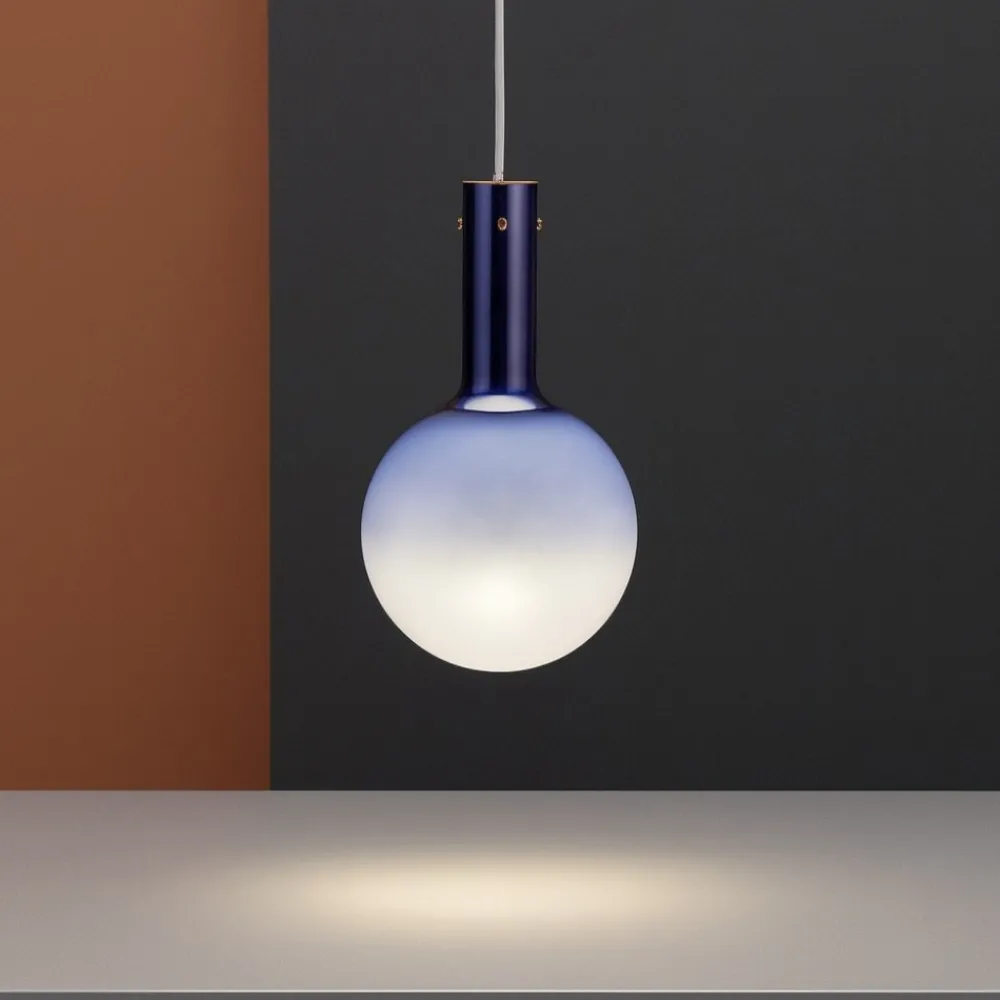 Lampade A Sospensione-Selezionato da Mazzolaluce Lampada sospensione led sfera vetro blu moderna