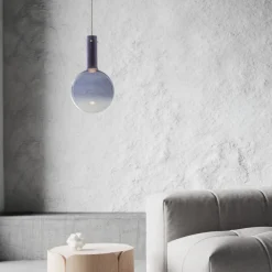 Lampade A Sospensione-Selezionato da Mazzolaluce Lampada sospensione led sfera vetro blu moderna