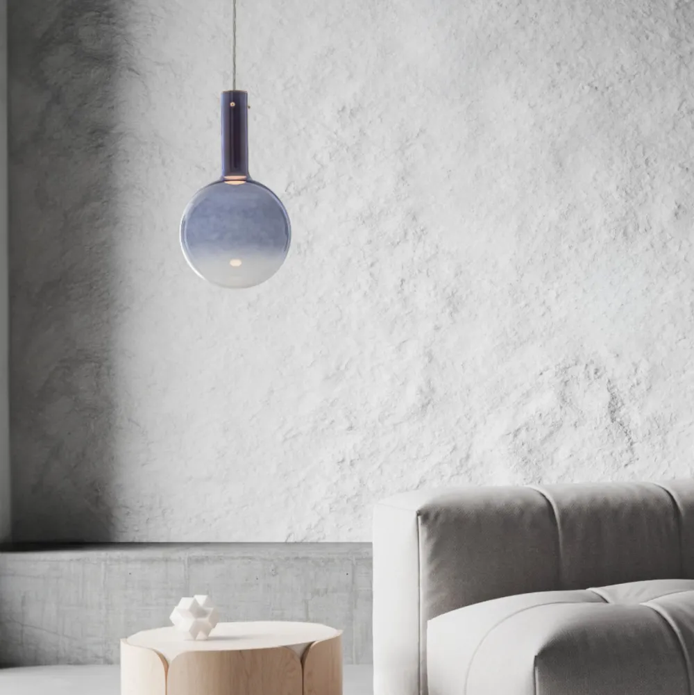 Lampade A Sospensione-Selezionato da Mazzolaluce Lampada sospensione led sfera vetro blu moderna