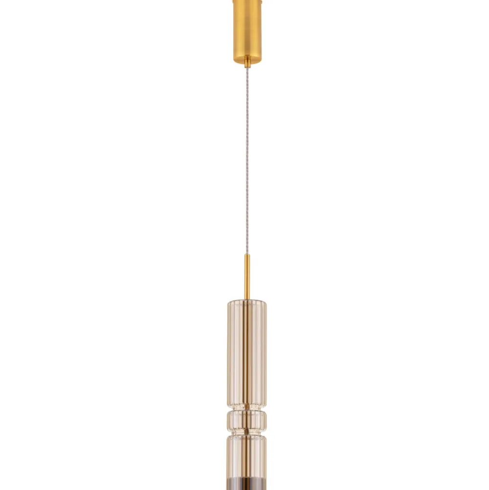 Lampade A Sospensione-Selezionato da Mazzolaluce Lampada sospensione oro led tubo vetro ambra