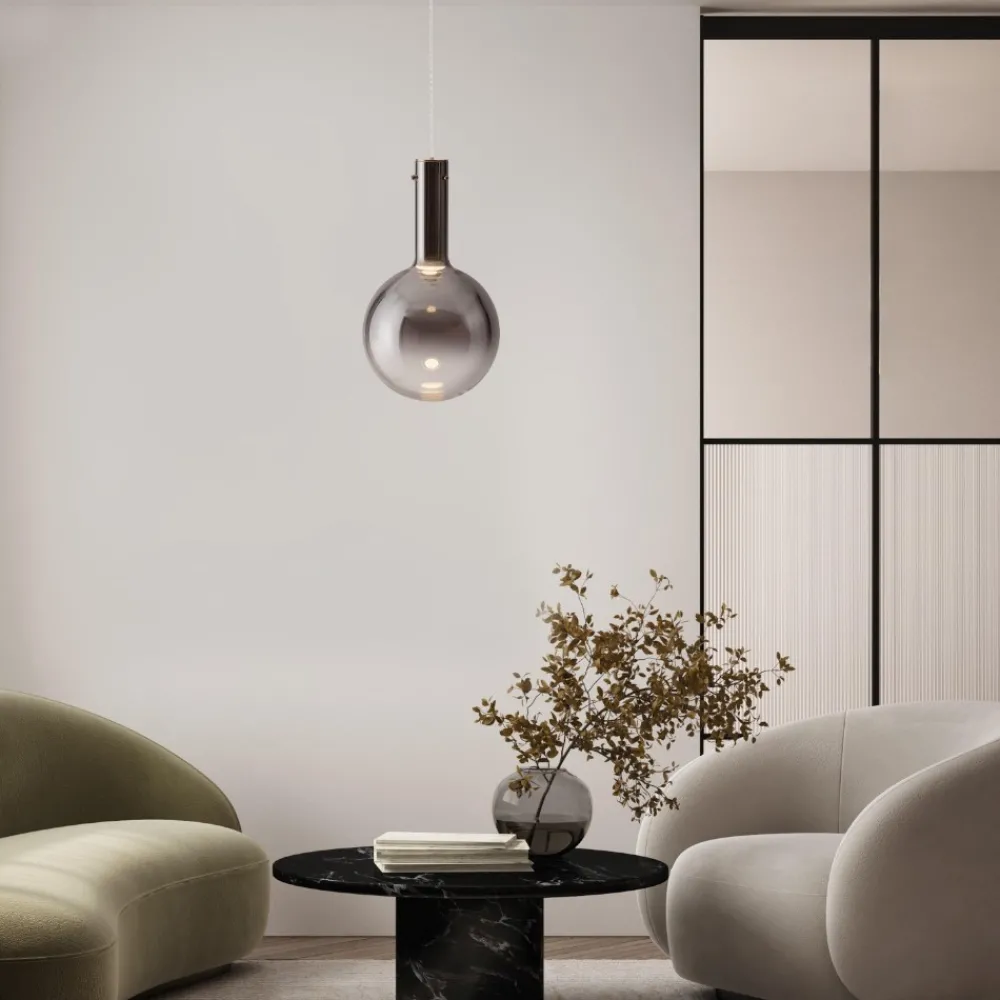 Lampade A Sospensione-Selezionato da Mazzolaluce Lampada sospensione sfera di vetro fume led 6w 3000k moderna