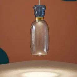Lampade A Sospensione-Selezionato da Mazzolaluce Lampada sospensione vetro azzurro per tavolino soggiorno
