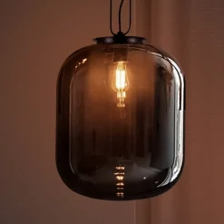 Lampade A Sospensione-Selezionato da Mazzolaluce Lampada sospensione vetro grigio fume trasparente